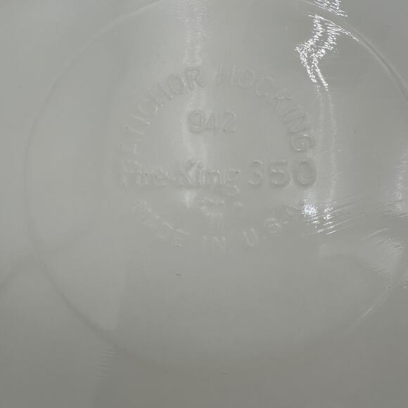 Vtg Anchor Hocking Fire King Platter Green Trim Milkglass 12 Inch - Picture 3 of 7